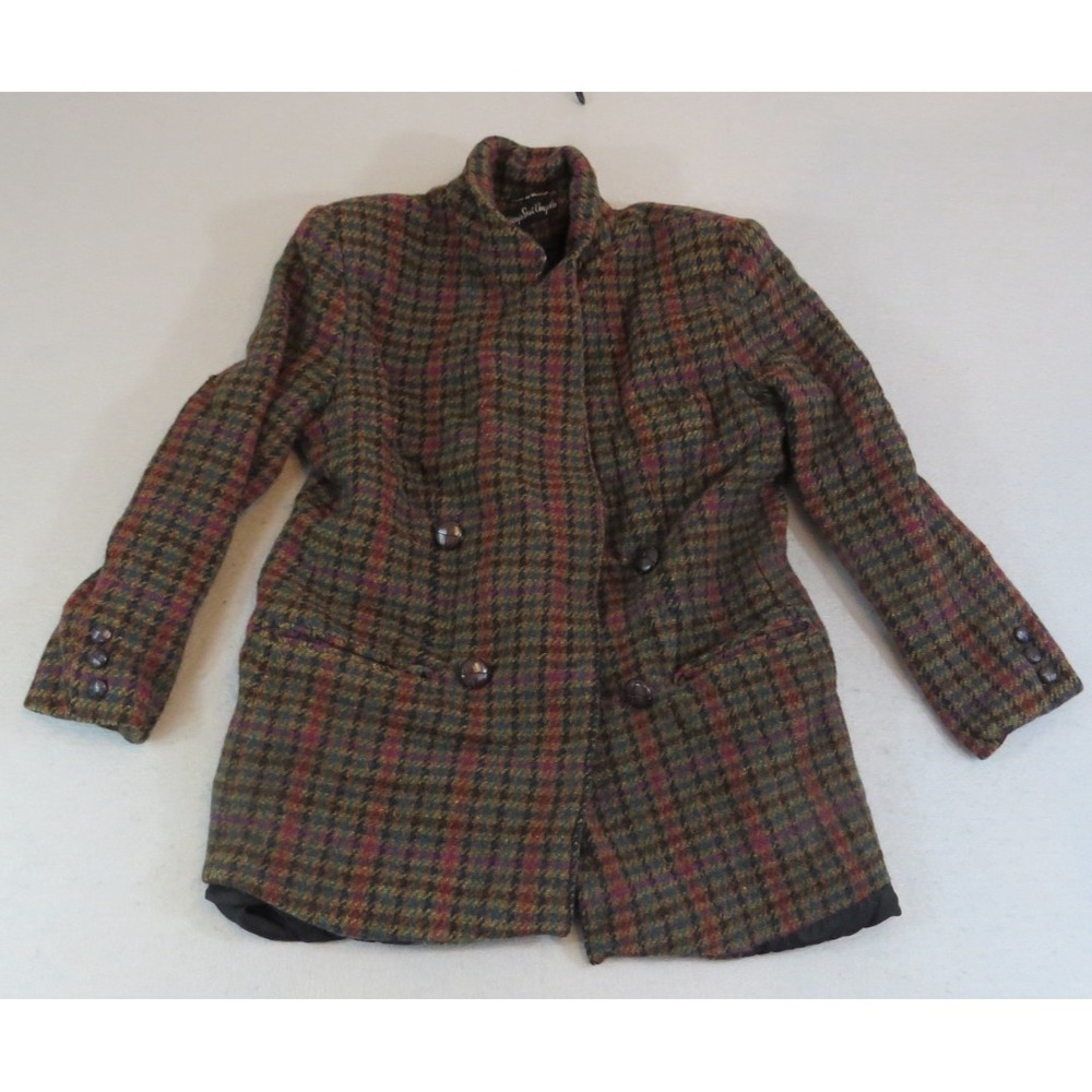 VTG Giorgio Di Sant' Angelo Collectible Gold Double Breasted Tweed Blazer Small